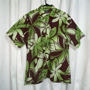 Strongarm Hawaiians Aloha Shirt Men's 2XL Brown Green Collared Button Up‎ NWT